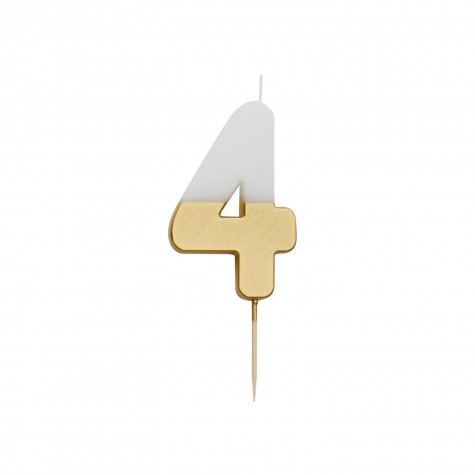 Candelina di compleanno dorata numero 4 | Gallinasmilza