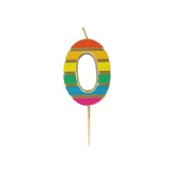 Candelina di compleanno arcobaleno numero 0 | Gallinasmilza