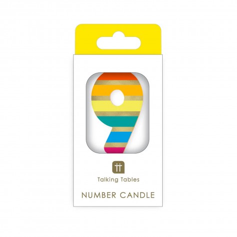 Candelina di compleanno arcobaleno numero 9 | Gallinasmilza