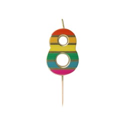 Candelina di compleanno arcobaleno numero 8 | Gallinasmilza