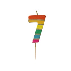 Candelina di compleanno arcobaleno numero 7 | Gallinasmilza