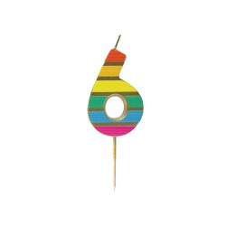 Candelina di compleanno arcobaleno numero 6 | Gallinasmilza