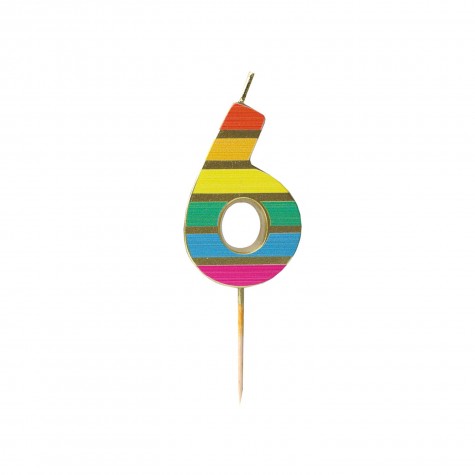 Candelina di compleanno arcobaleno numero 6 | Gallinasmilza