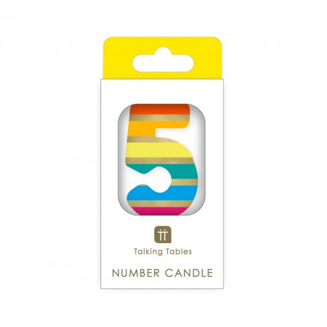 Candelina di compleanno arcobaleno numero 5 | Gallinasmilza