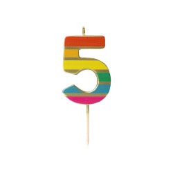 Candelina di compleanno arcobaleno numero 5 | Gallinasmilza