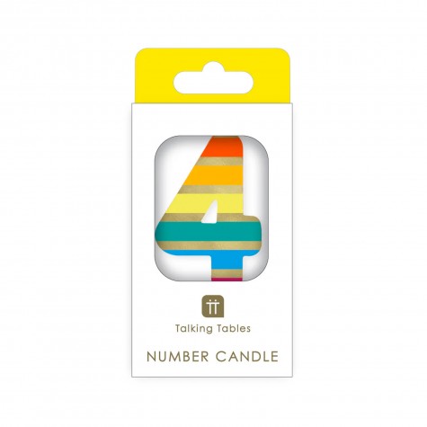 Candelina di compleanno arcobaleno numero 4 | Gallinasmilza