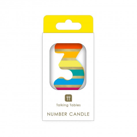 Candelina di compleanno arcobaleno numero 3 | Gallinasmilza