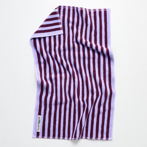 Asciugamano da viso in cotone a righe lilla e bordeaux |
