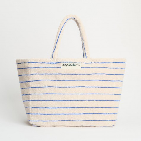 Borsa da spiaggia grande in cotone a righe blu | Gallinasmilza