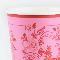 Bicchieri di carta con stampe botaniche rosa | Gallinasmilza 2