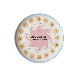 Piatto da dolce in ceramica con soli e scritta | Gallinasmilza