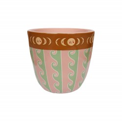 Bicchiere in ceramica con lune e onde | Gallinasmilza