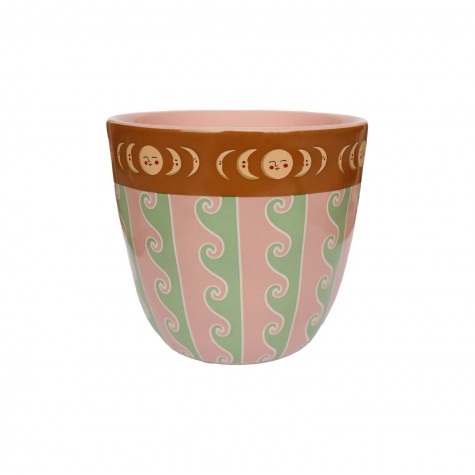 Bicchiere in ceramica con lune e onde | Gallinasmilza