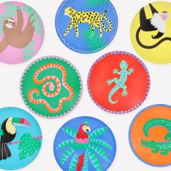 Piatti di carta con stampe di animali della giungla |
