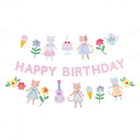 Festone di Compleanno Gatti Pastello | Gallinasmilza
