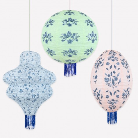 Set 3 Lanterne di Carta Decorative Blu | Gallinasmilza