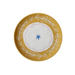 Piatto da dolce in ceramica con bordo floreale | Gallinasmilza