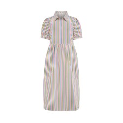 Abito midi in cotone biologico a righe multicolor |