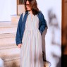 Abito midi in cotone biologico a righe multicolor |