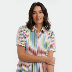 Abito midi in cotone biologico a righe multicolor | 2