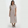 Abito midi in cotone biologico a righe multicolor |