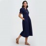 Abito midi in jersey blu navy con fiori e palme tropicali |