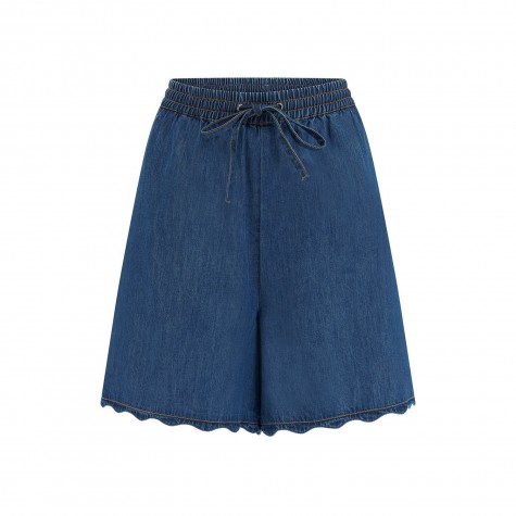 Pantaloncini scalloped da donna in denim blu | Gallinasmilza