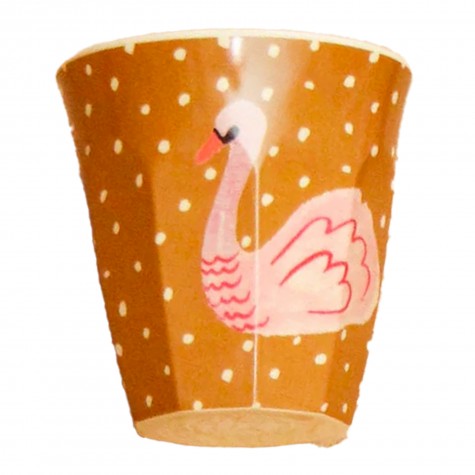 Bicchiere piccolo con cigno rosa