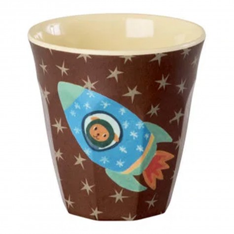 Bicchiere piccolo con cane sul razzo...