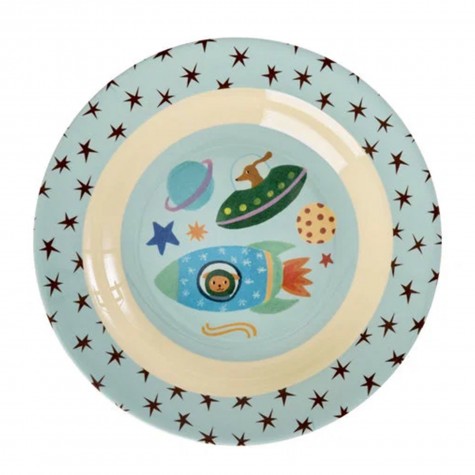 Piatto fondo bimbo con cani nello spazio