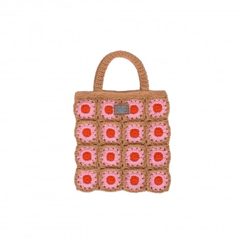 Borsetta all'uncinetto con trama floreale rosa | Gallinasmilza