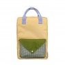 Zaino in materiale riciclato beige con patta a quadretti | Gallinasmilza