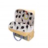 Zaino in materiale riciclato beige con patta a quadretti |