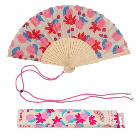 Ventaglio con stampa floreale rosa e rossa | Gallinasmilza