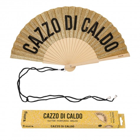 Ventaglio glitterato dorato "CAZZO DI CALDO" | Gallinasmilza
