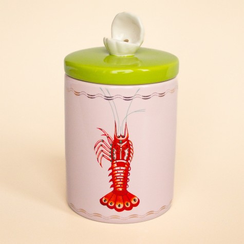 Barattolo in gres rosa con pomello a...