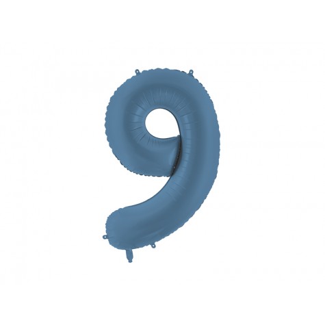 Palloncino compleanno numero 9 azzurro satinato | Galllinasmilza