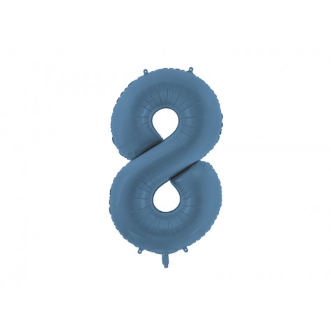Palloncino compleanno numero 8 azzurro satinato | Gallinasmilza