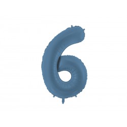 Palloncino compleanno numero 6 azzurro satinato | Gallinasmilza