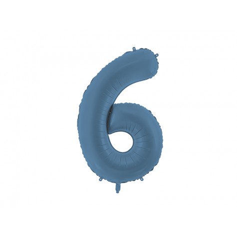 Palloncino compleanno numero 6 azzurro satinato | Gallinasmilza