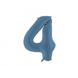 Palloncino compleanno numero 4 blu satinato | Gallinasmilza