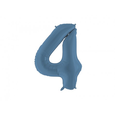 Palloncino compleanno numero 4 azzurro satinato | Gallinasmilza