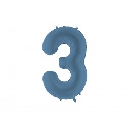 Palloncino compleanno numero 3 azzurro satinato | Gallinasmilza