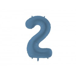 Palloncino compleanno numero 2 azzurro satinato | Gallinasmilza
