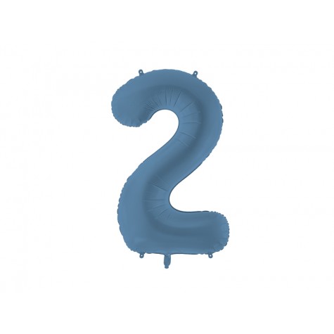 Palloncino compleanno numero 2 azzurro satinato | Gallinasmilza