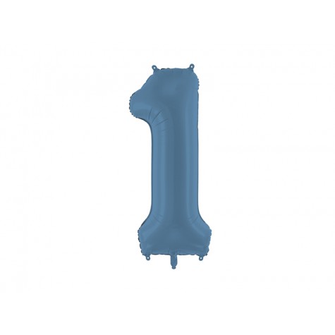 Palloncino compleanno numero 1 azzurro satinato | Gallinasmilza