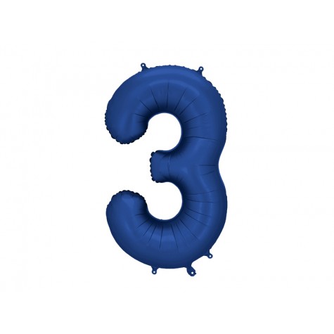 Palloncino compleanno numero 3 blu scuro | Gallinasmilza