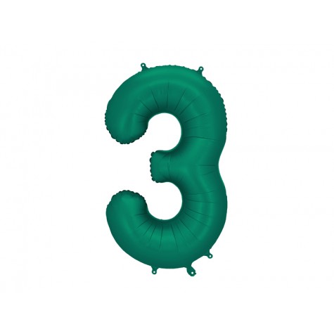 Palloncino compleanno numero 3 verde scuro | Gallinasmilza