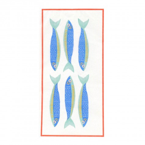 Tovaglioli di carta a righe con sardine | Gallinasmilza