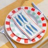 Tovaglioli di carta a righe con sardine | Gallinasmilza